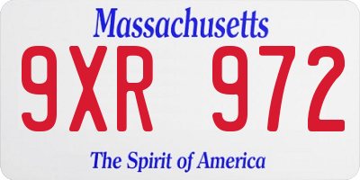 MA license plate 9XR972