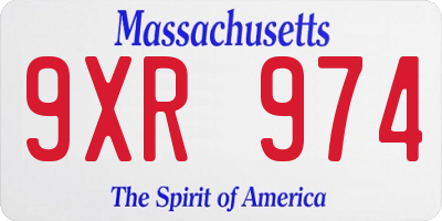 MA license plate 9XR974