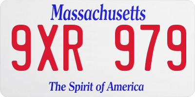 MA license plate 9XR979