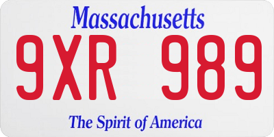 MA license plate 9XR989