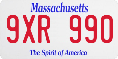 MA license plate 9XR990