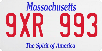 MA license plate 9XR993