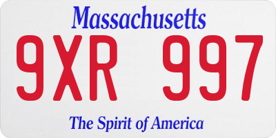MA license plate 9XR997