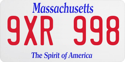 MA license plate 9XR998
