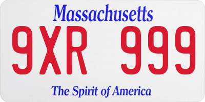 MA license plate 9XR999