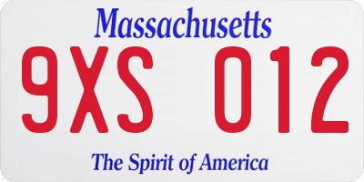MA license plate 9XS012
