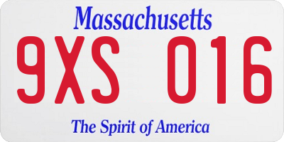 MA license plate 9XS016