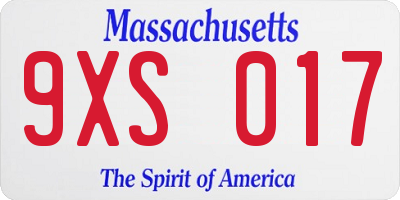 MA license plate 9XS017
