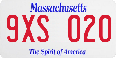 MA license plate 9XS020
