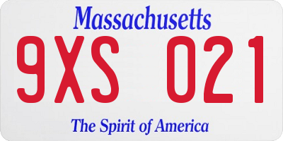 MA license plate 9XS021