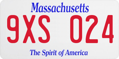 MA license plate 9XS024