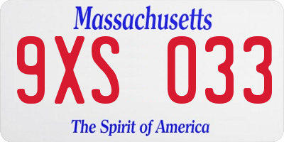 MA license plate 9XS033