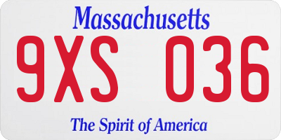 MA license plate 9XS036