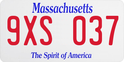 MA license plate 9XS037