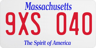 MA license plate 9XS040