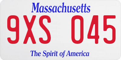 MA license plate 9XS045