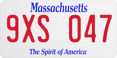 MA license plate 9XS047