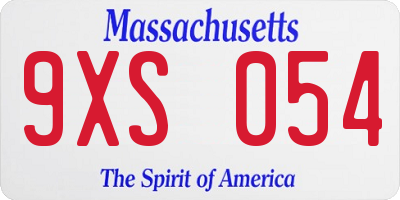 MA license plate 9XS054