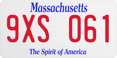 MA license plate 9XS061