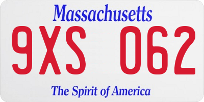MA license plate 9XS062