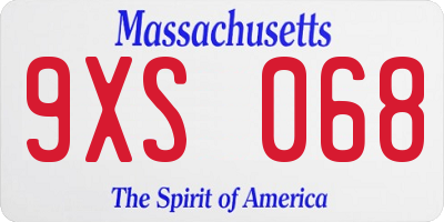 MA license plate 9XS068