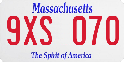 MA license plate 9XS070