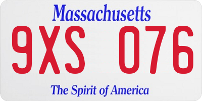 MA license plate 9XS076