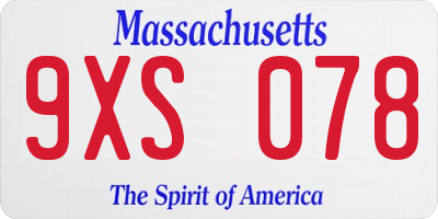 MA license plate 9XS078