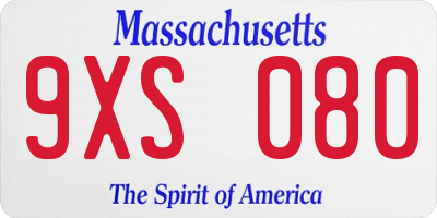 MA license plate 9XS080
