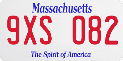 MA license plate 9XS082