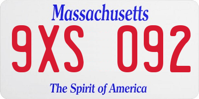 MA license plate 9XS092