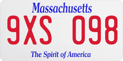 MA license plate 9XS098
