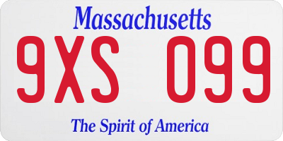 MA license plate 9XS099