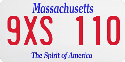 MA license plate 9XS110