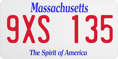MA license plate 9XS135