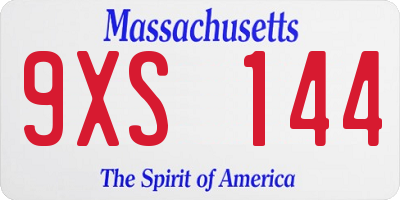 MA license plate 9XS144
