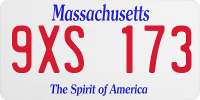 MA license plate 9XS173