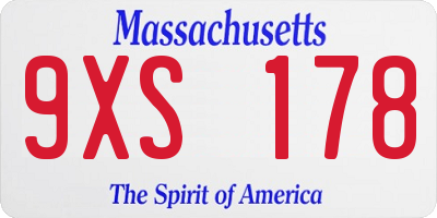 MA license plate 9XS178