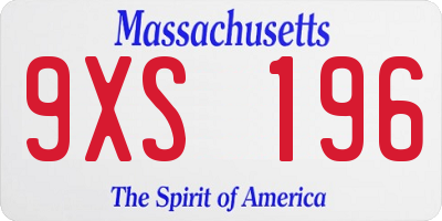 MA license plate 9XS196