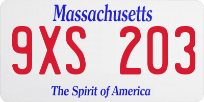 MA license plate 9XS203
