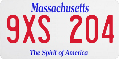MA license plate 9XS204