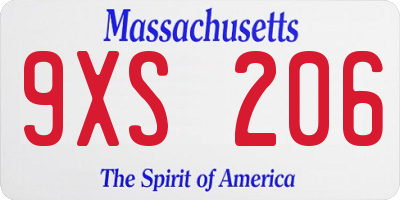MA license plate 9XS206