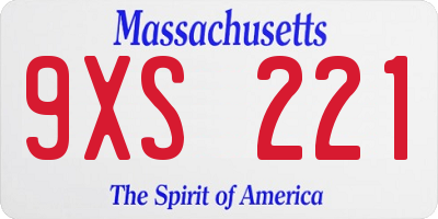 MA license plate 9XS221