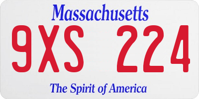 MA license plate 9XS224