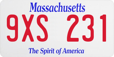 MA license plate 9XS231