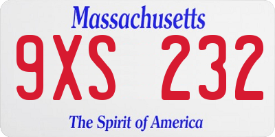 MA license plate 9XS232