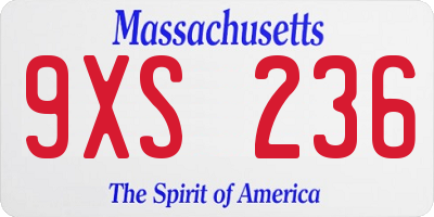 MA license plate 9XS236