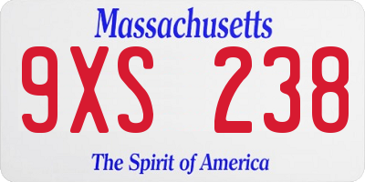 MA license plate 9XS238