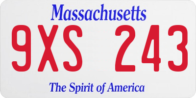 MA license plate 9XS243