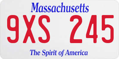 MA license plate 9XS245